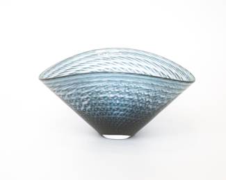 KOSTA BODE signed Goran Warff&nbsp;Teal Bowl w/ Cross Hatched Swirl Pattern&nbsp;