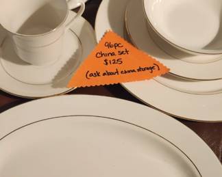 Do you have some special meals coming up?  Here is an elegant service for 12!  It is time to glam it up. No more paper plates!
Soup turine, serving bowls, salt and pepper shakers in ivory with gold trim. 