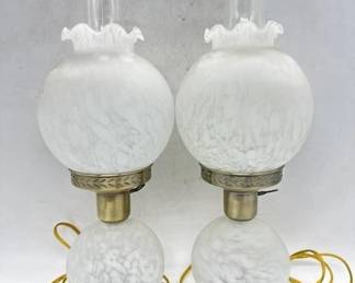Vintage White Stain Glass Lamps