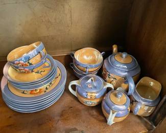 Japanese Lusterware - pieces are glazed with a transparent metallic finish.