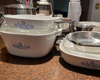 Cornflower Pattern - 6 pieces - including rare double boiler insert. These are from the 1960's and have correct hallmarks.