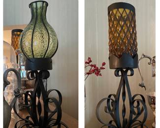 Gothic vintage black wrought iron candle holders.