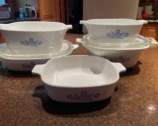 Cornflower Pattern - 6 pieces - including rare double boiler insert. These are from the 1960's and have correct hallmarks.
