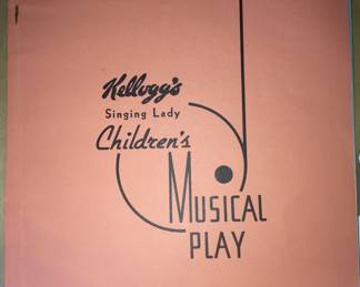 Kellogg’s offered music for children as a premium piece. This booklet, another one with a blue cover and a letter from the “Singing Lady” were found carefully stores in an original envelope.