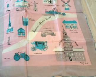 A souvenir nylon scarf with some of the displays at Greenfield Village in Dearborn, Mich. 