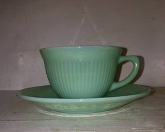 FireKing’s jadeite cup and saucer. Six of these are available. 