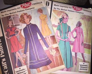 These 1972 patterns appear to be unused. Great accent pieces for a sewing or craft room. 