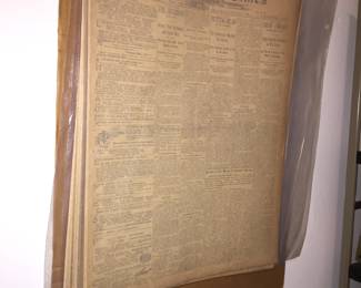 A collection of pages from an 1800-era newspaper, The Los Angeles Times. 