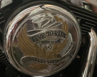 Live to ride emblem on Harley 
