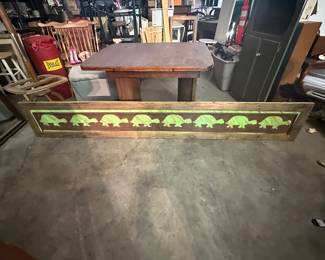 Wide turtle and tin wall decor 