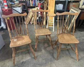 3 like wooden vintage chairs 