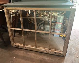 Vintage window repurposed into mirror. 
💕💕💕