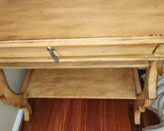 King Drexel Heritage bed, padded head/footboards, 2 night stands, large dresser. (staging pieces)