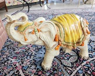 Large Vintage Cybis Style Circus Elephant Chalkware Sculpture by Marwal