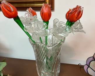 Glass floral arrangement