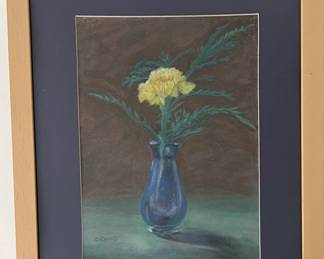 “E. Dean C” Flower In Blue Vase Pastel
