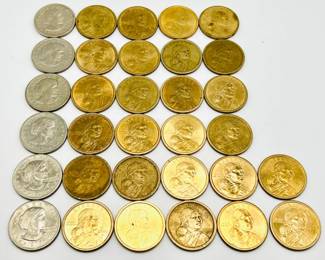 (32) 1979 Susan B. Anthony & Sacagawea 2000+ Dollar Coins
