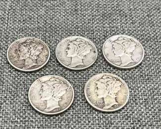 (5) Mercury Dimes Rare Coins

