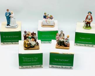 (5) Norman Rockwell Figurines In Original Boxes 1986
