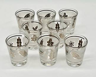 (8) Mid-Century Libbey Silver Frosted Shot Glasses
