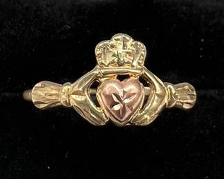 10K Yellow & Rose Gold Claddagh Ring
