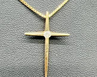 14K Gold Diamond Cross Pendant
