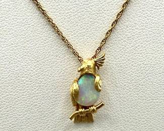 14k Gold Stamped Bird Necklace
