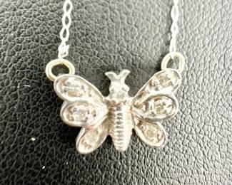 Diamond & 14K White Gold Butterfly
