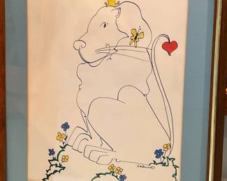 Endico Signed Lion Drawing
