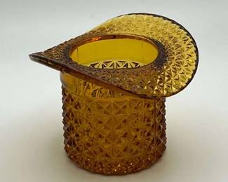Fenton Iridescent Amber/Gold Diamond Point Toothpick Holder
