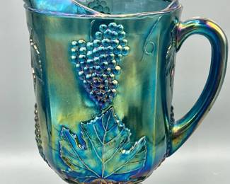 Indiana Carnival Glass Blue Harvest Pitcher
