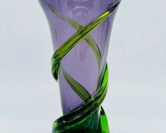 Mid-Century Murano Style Art Blown Glass Vase
