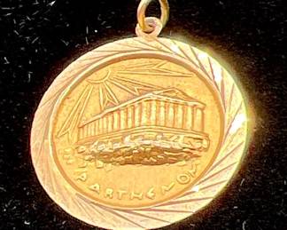 Sparkling 14K Gold Parthenon Pendant Fine Jewelry
