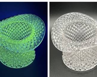 Vaseline Glass Antique Toothpick Hat - UV Reactive!
