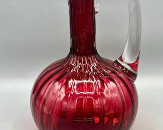 Vintage Cranberry Glass Pitcher

