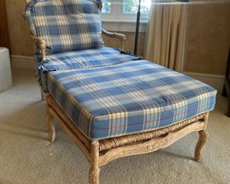 Chair w/Ottoman in Blue Plaid