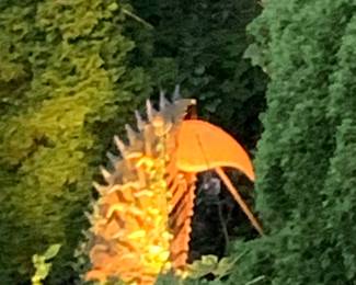 Lighted outdoor Borowski bird sculpture