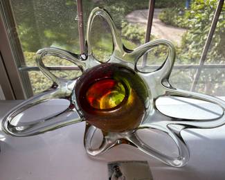 Glass sculptural bowl