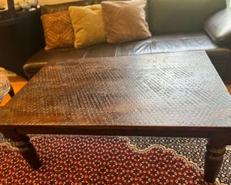 Distressed wood coffee table