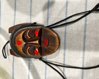 Small wood mask ornament
