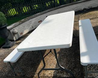 Plastic table and benches