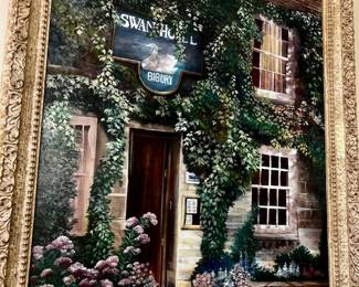 Local Artist Shellbourne Painting of English Boutique Swan Hotel