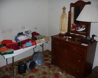 Religious Statue, Clothing & Dresser