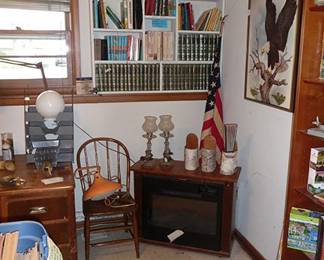 Electric Fireplace & Books