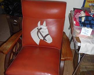 MCM Cowboy Wagon Wheel Swivel Rocker Chair