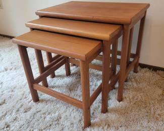 	Mid Century Teak Nesting Tables Denmark