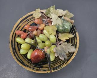 MCM Glass & Stone Fruit in Thai Lacquerware Bowl