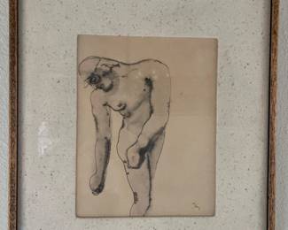 MCM Unknown Nude Art Etching - Signed