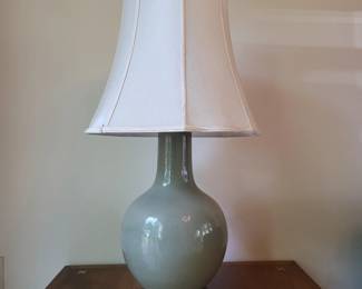 Light Sage Celadon Ceramic Bulb Vase-Style Table Lamp