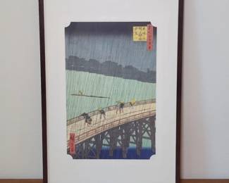 "Sudden Shower Over Shin-Ohashi Bridge and Atake" Print by Artist Hiroshige
